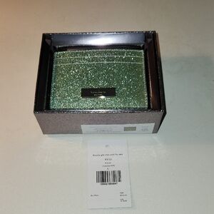 NWT Kate Spade Glittery Green Card Holder